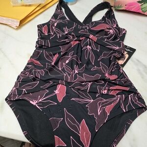Eddie Bauer Ruched Swimsuit w UV Protection